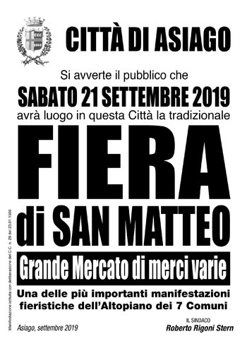 Fiera di s matteo ad Asiago 2019 Fiera di s matteo ad Asiago 2019