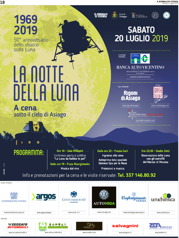 Programma Notte della Luna Asiago 2019 Programma Notte della Luna Asiago 2019