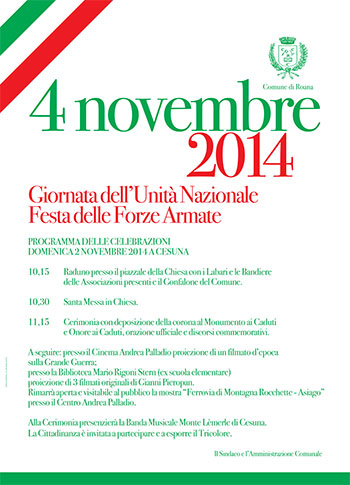 4 novembre 2014 Giornata dell’Unità Nazionale Festa delle Forze Armate