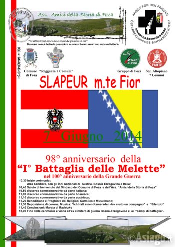 98º Anniversario Iª Battaglia delle Melette, Foza 2014