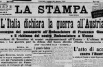 Prima pagina de La Stampa 1915 sull'inizio della Grande Guerra Prima pagina de La Stampa 1915 sull'inizio della Grande Guerra