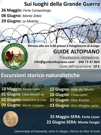 Locandina escursioni Guide Altopiano Maggio Gigno 2013