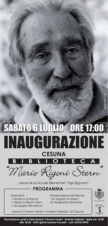 Inaugurazione Biblioteca Dedicata a Mario Rigoni Stern a Cesuna