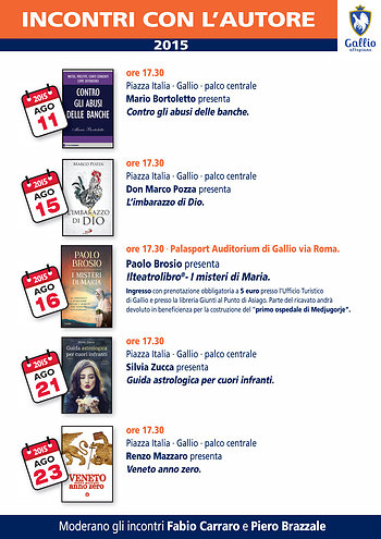 Incontri con l'autore a Gallio, libreria Giunti al Punto agosto 2015