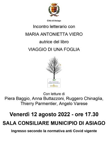 Maria Antonietta Viero presenta il suo libro Viaggio di una foglia ad Asiago