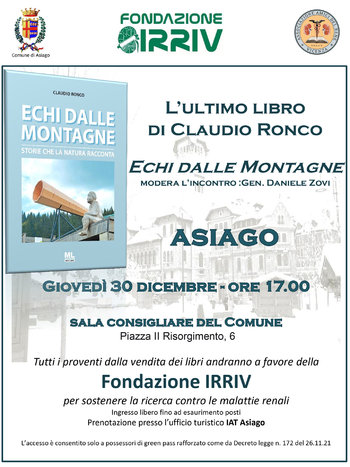 Presentazione libro di Claudio Ronco ad Asiago 30 dicembre 2021
