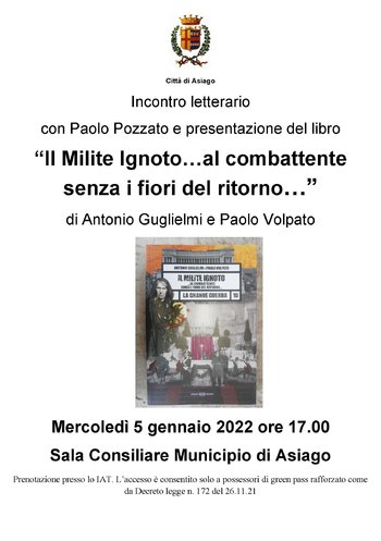 Presentazione libro Paolo Volpato ad Asiago 5 gennaio 2022