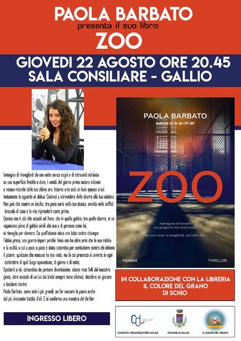 Presentazione libro Zoo di Paola Barbato a Gallio