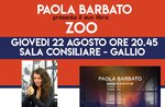 Presentazione del libro "ZOO" di Paola Barbato a Gallio - 22 agosto 2019