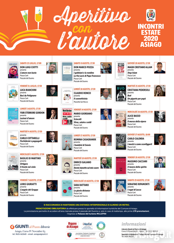 APERITIVO WITH THE AUTORE - Literary Review in Asiago - July/August 2020