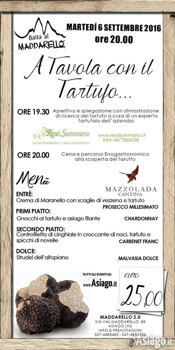 A tavola con il tartufo martedì 6 settembre 2016