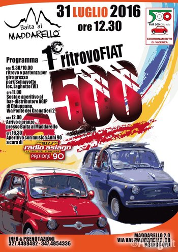 Raduno fiat 500 ad Asiago Domenica 31 luglio 2016