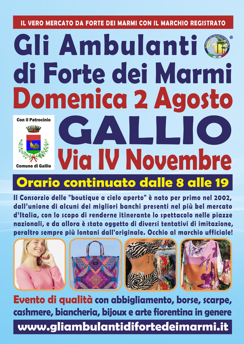 Gli Ambulanti Di Forte Dei Marmi A Gallio Domenica 2 Agosto 2020