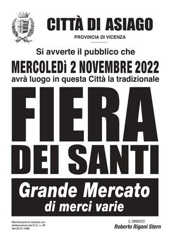 Fiera dei santi 2022 Grande Mercato di merci varie