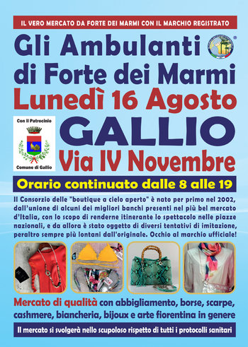 Mercato ambulanti di Forte dei Marmi a Gallio 16 agosto 2021