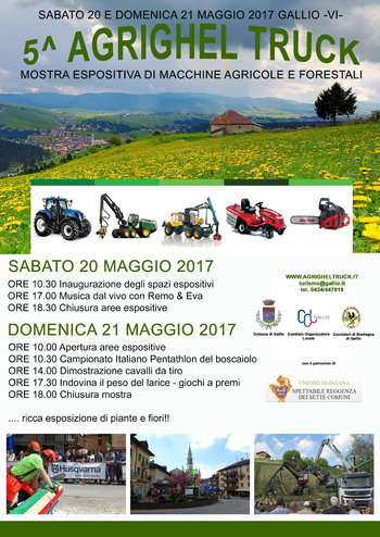 Agrighel 2017 - Mostra espositiva macchine agricole sull'Altopiano di Asiago Agrighel 2017 - Mostra espositiva macchine agricole sull'Altopiano di Asiago