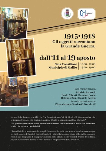 Mostra oggetti Grande Guerra Mostra oggetti Grande Guerra