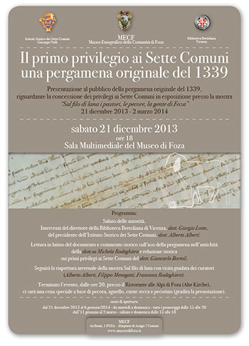 Il primo privilegio ai Sette Comuni - una pergamena originale del 1339