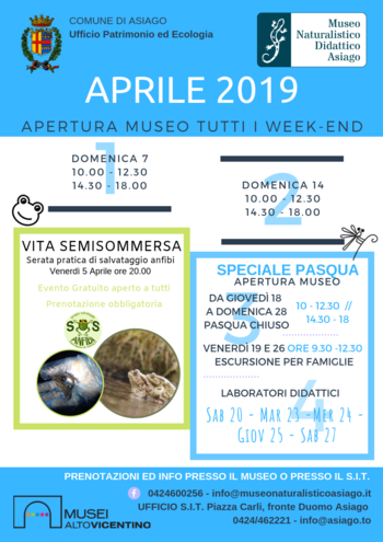 Öffnungen und Aktivitäten für April 2019 von didaktischen Naturmuseum 