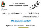 Aperture del mese di maggio 2017 del Museo Naturalistico Didattico "Patrizio Rigoni" di Asiago