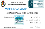 Aperture del mese di febbraio 2018 del Museo Naturalistico Didattico "Patrizio Rigoni" di Asiago