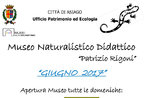 Aperture del mese di giugno 2017 del Museo Naturalistico Didattico "Patrizio Rigoni" di Asiago