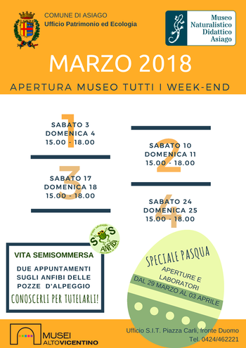 Aperture marzo 2018 museo naturalistico di Asiago 