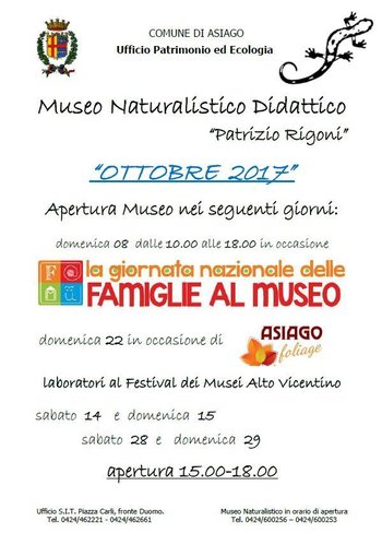 Aperture ottobre 2017 Museo Naturalistico di Asiago