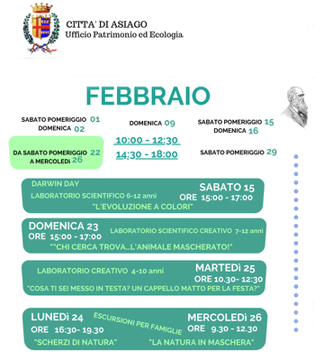 Aperture e attività del mese di FEBBRAIO 2020 del Museo Naturalistico Didattico 