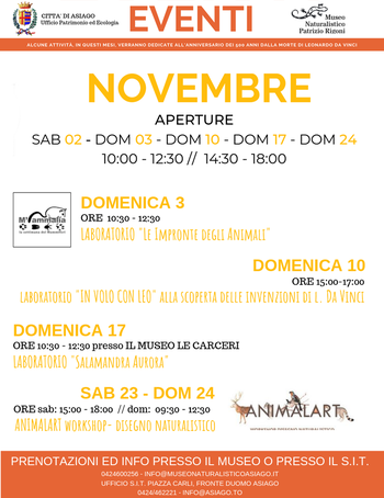 Eventi novembre Museo Naturalistico di Asiago