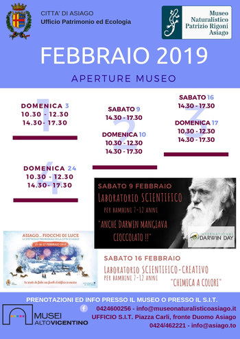 Aperture e attività del mese di FEBBRAIO 2019 del Museo Naturalistico Didattico 