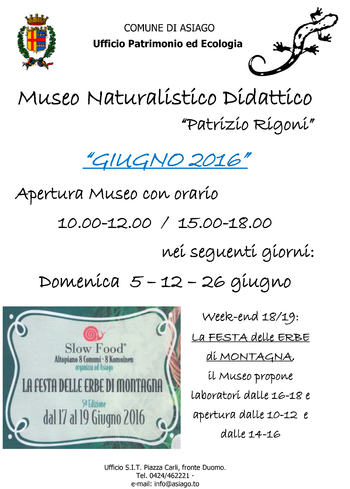 Museo patrizio rigoni aperture giugno 2016