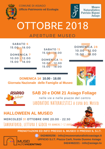 Ottobre 2018 al Museo Naturalistico di Asiago