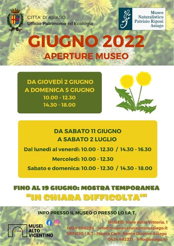 Programma Museo Naturalistico Patrizio Rigoni di Asiago GIUGNO 2022