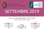 Aperture e attività del mese di settembre 2019 del Museo Naturalistico Didattico "Patrizio Rigoni" di Asiago 