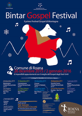 BINTAR Evangelium GOSPEL FESTIVAL Konzerte Programm 2015-16, Asiago Hochebene