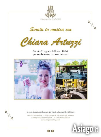 Serata in musica con Chiara Artuzzi all'Asiago Sporting Hotel