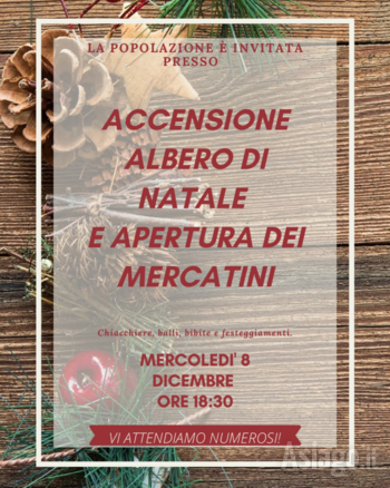 Accensione albero di Natale e apertura mercatini a Roana