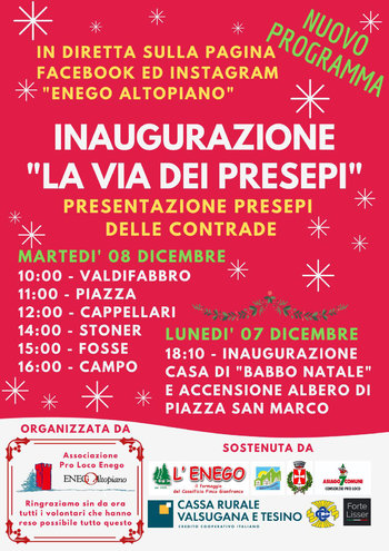 Enego accensione albero Natale e inaugurazione presepi