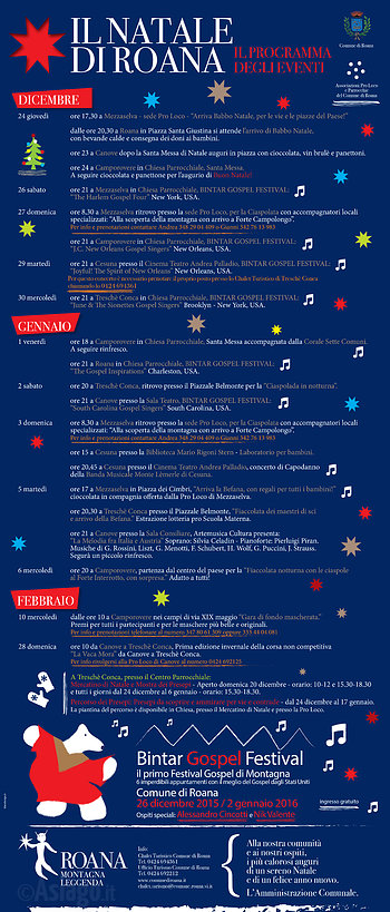 IL NATALE DI ROANA, Christmas events programme 2015-2016