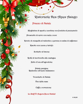 Pranzo di Natale 2021 del Residence Des Alpes di Asiago