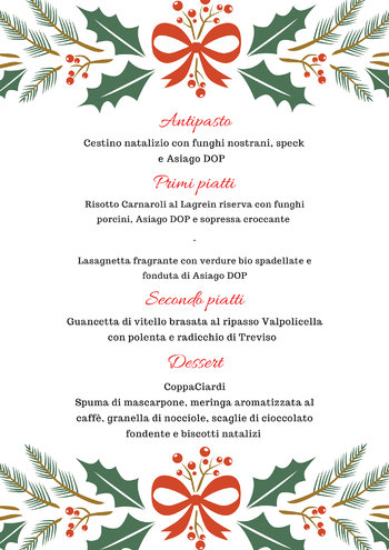 Pranzo di Natale 2021 del Ristorante Villa Ciardi di Canove sull'Altopiano di Asiago