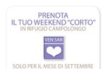 "Weekend Short" promotion at the Campolongo Refuge in Rotzo - 27 and 28 September 2019