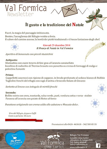 Pranzo di Natale al Ristorante Rifugio Val Formica, 2014