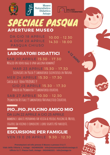 Attività Pasqua 2019 al Museo Naturalistico di Asiago Attività Pasqua 2019 al Museo Naturalistico di Asiago