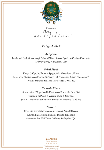 Menu di pasqua 2019