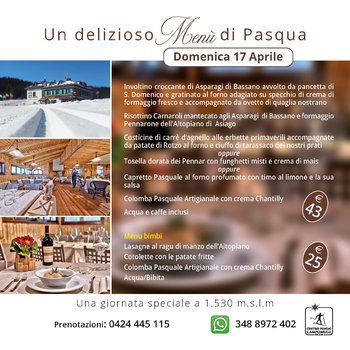 Menu di Pasqua 2022 rifugio Campomulo