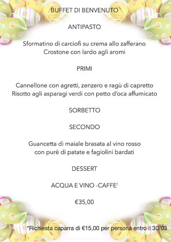 Menu Pasqua 2018 La Quinta Menu Pasqua 2018 La Quinta