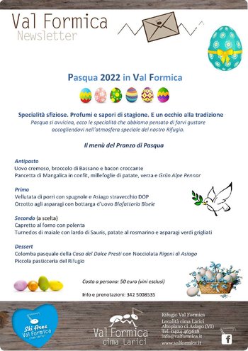 Pranzo do Pasqua 2022 al Rifugio Val Formica