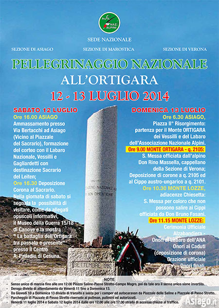 Pellegrinaggio Nazionale Ortigara 2014 Pellegrinaggio Nazionale Ortigara 2014